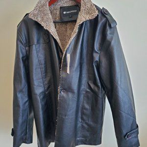 NWT Men's Faux Leather Jacket with Soft Fleece Lining